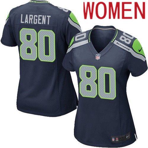 Women Seattle Seahawks 80 Steve Largent Nike Navy Game NFL Jersey